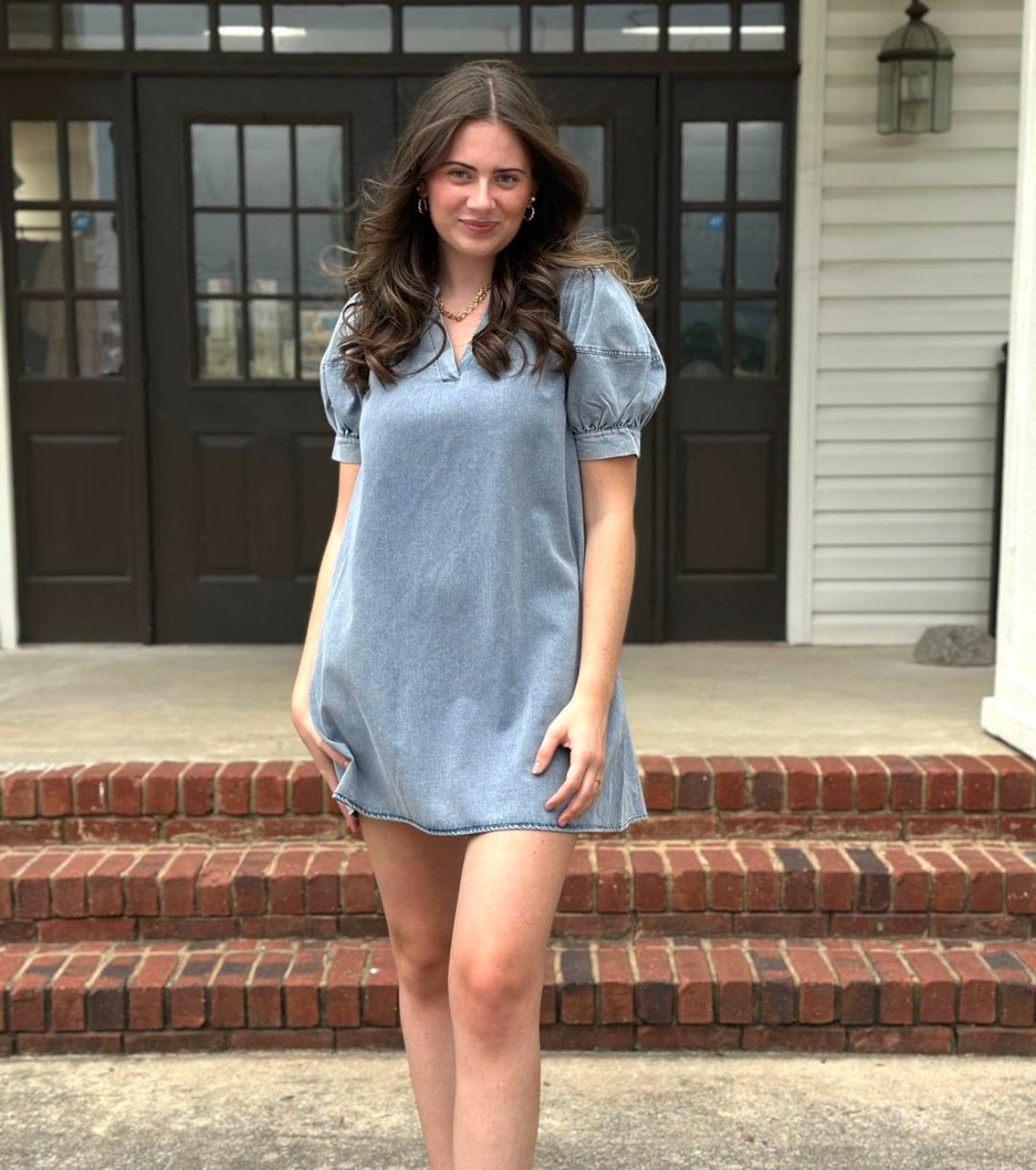 Denim Dreams-Short Dresses-Podos Boutique, a Women's Fashion Boutique Located in Calera, AL