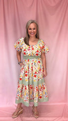 Tea In The Garden Dress-Midi Dresses-Podos Boutique, a Women's Fashion Boutique Located in Calera, AL