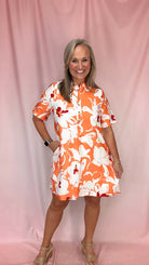 Tropical Floral Shirt Dress-Short Dresses-Podos Boutique, a Women's Fashion Boutique Located in Calera, AL