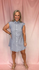 Baby Blue Shirt Dress-Short Dresses-Podos Boutique, a Women's Fashion Boutique Located in Calera, AL