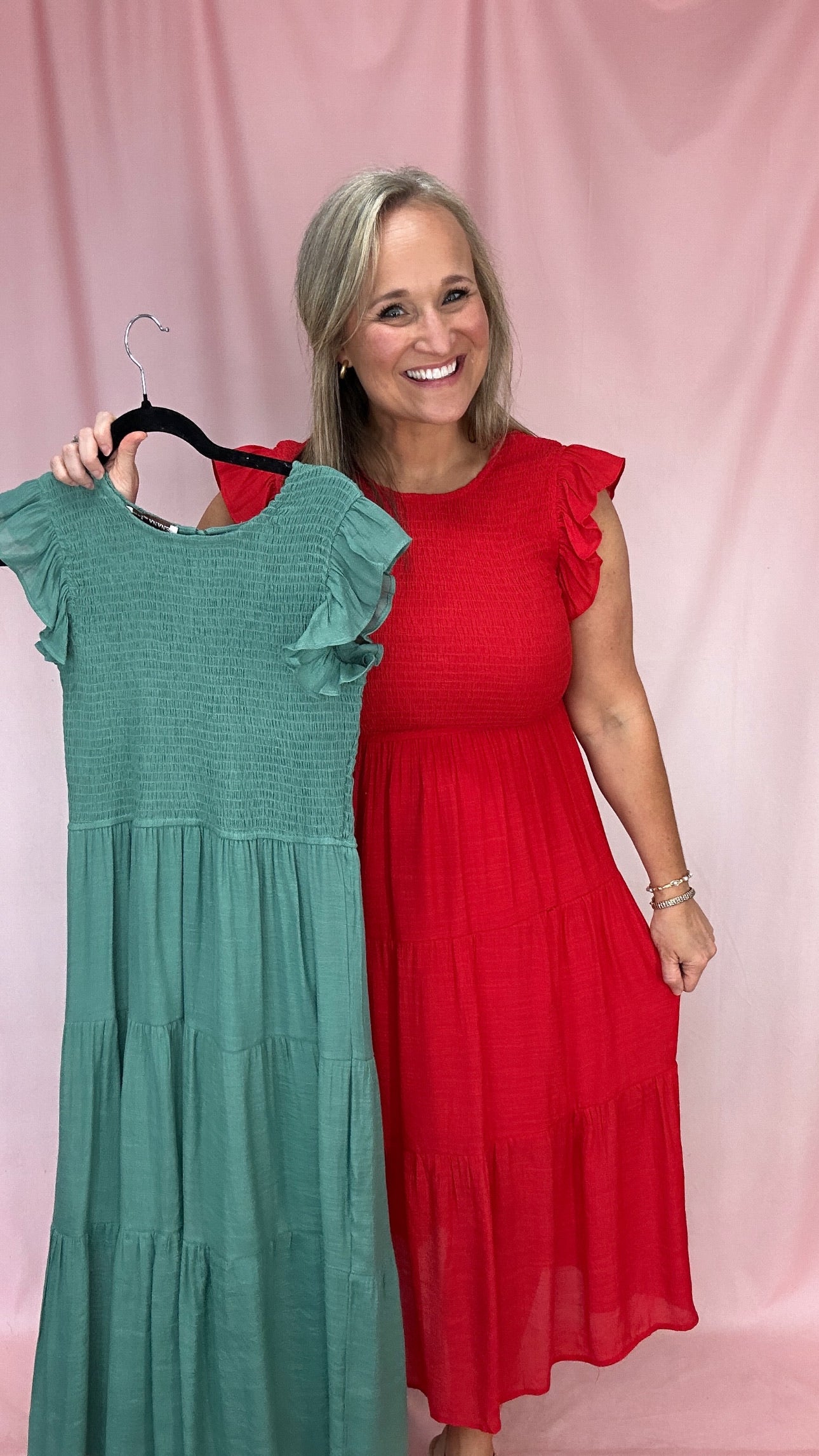 Smocked Midi Dress-Midi Dresses-Podos Boutique, a Women's Fashion Boutique Located in Calera, AL