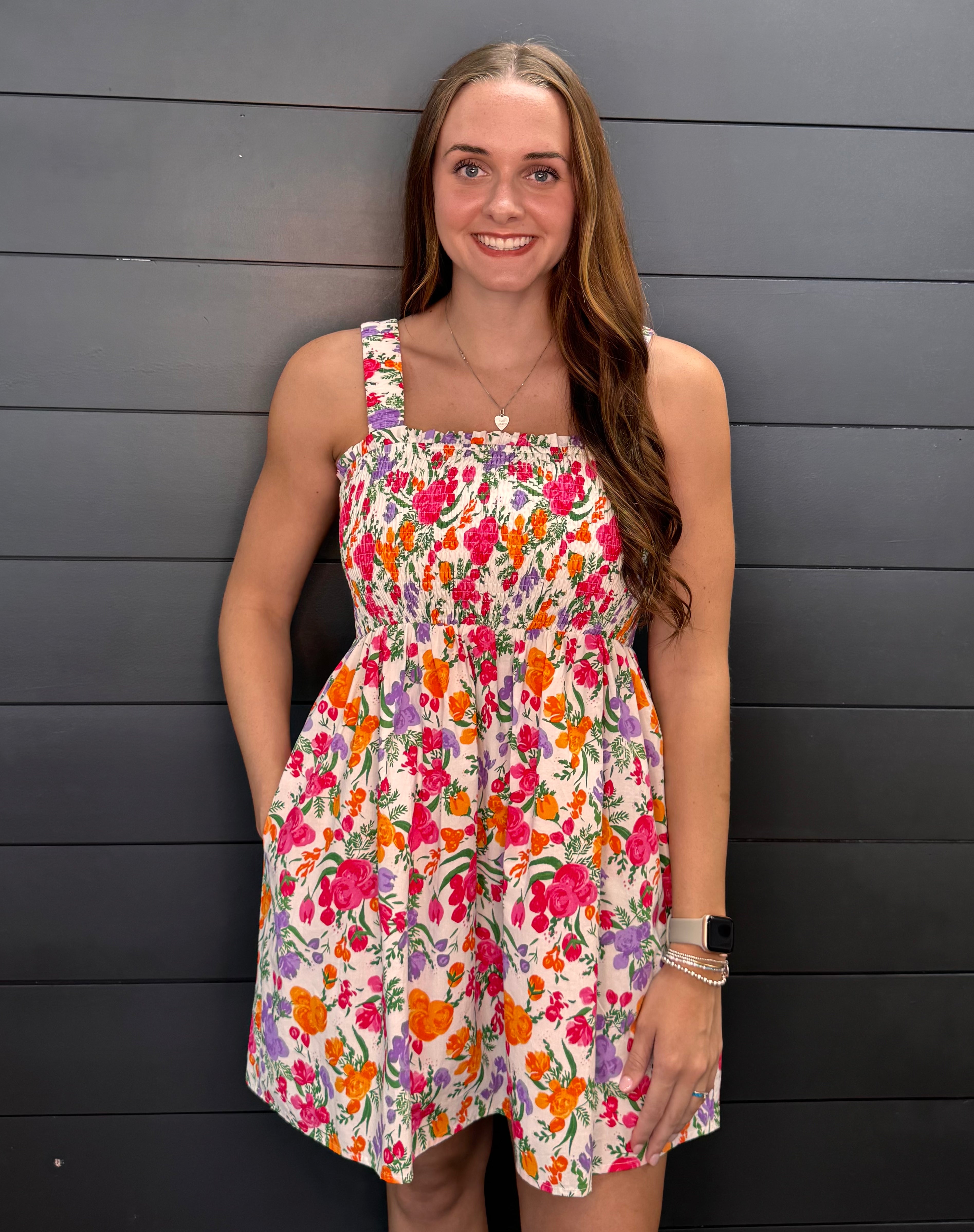 Fields of Flowers Dress-Short Dresses-Podos Boutique, a Women's Fashion Boutique Located in Calera, AL