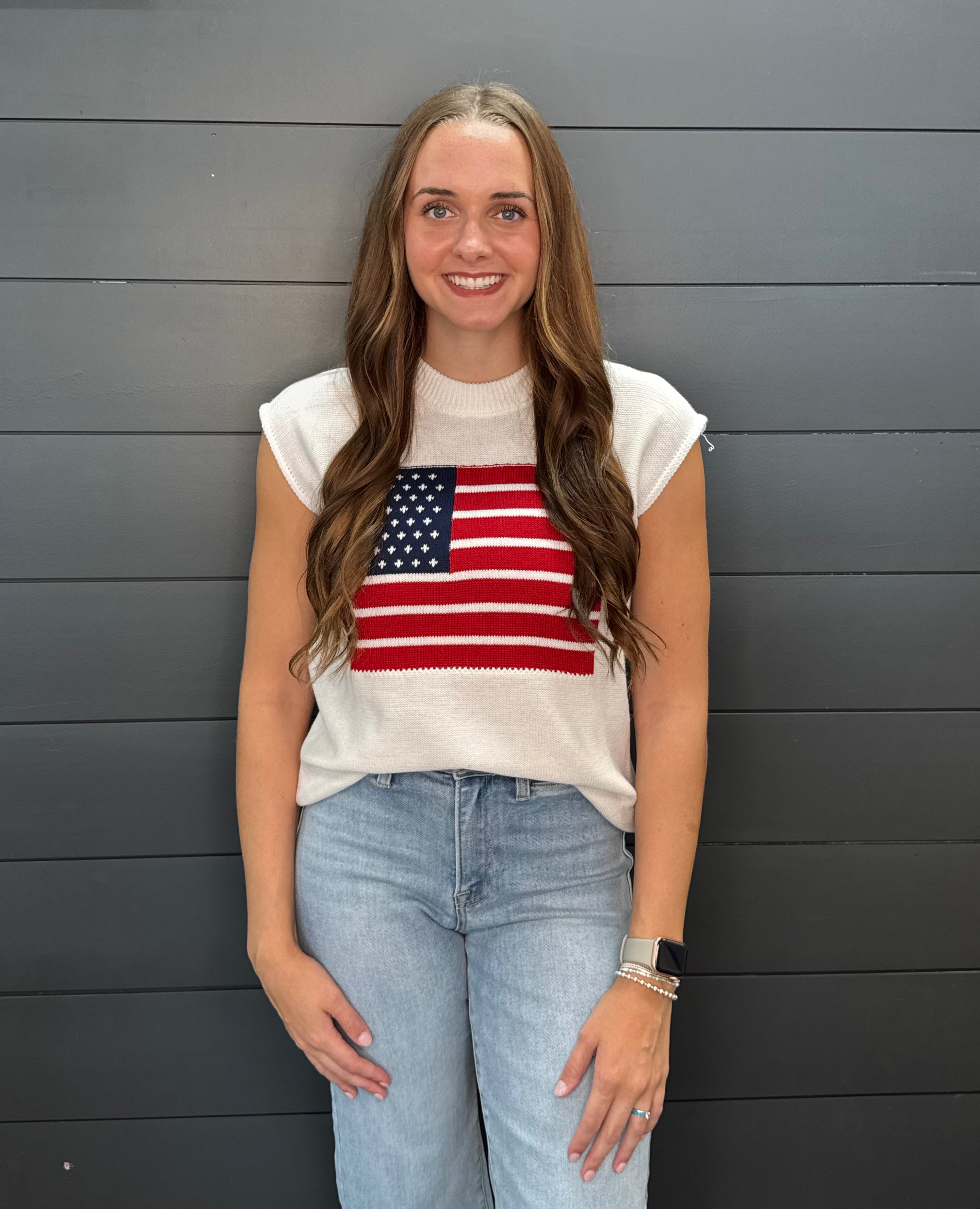 Simply Southern Flag Tank-Fashion Tops-Podos Boutique, a Women's Fashion Boutique Located in Calera, AL
