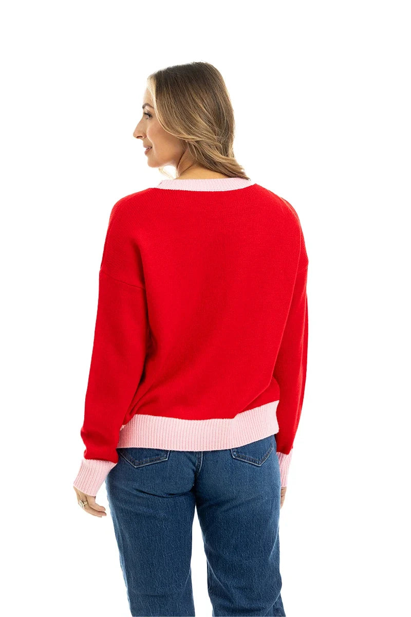 Merry Embroidered Sweater-Fashion Tops-Podos Boutique, a Women's Fashion Boutique Located in Calera, AL