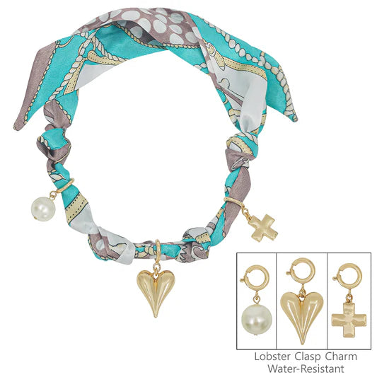 Knotted Scarf Necklace - 3 Charms-Jewelry-Podos Boutique, a Women's Fashion Boutique Located in Calera, AL