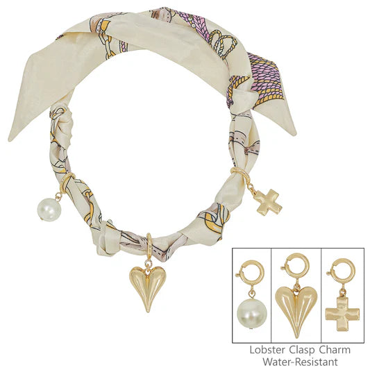 Knotted Scarf Necklace - 3 Charms-Jewelry-Podos Boutique, a Women's Fashion Boutique Located in Calera, AL