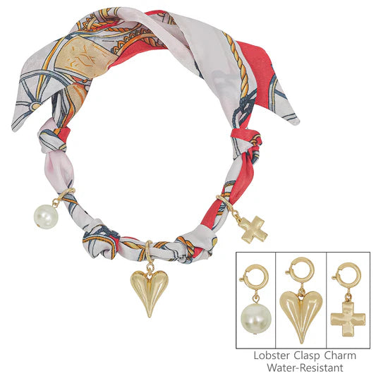 Knotted Scarf Necklace - 3 Charms-Jewelry-Podos Boutique, a Women's Fashion Boutique Located in Calera, AL