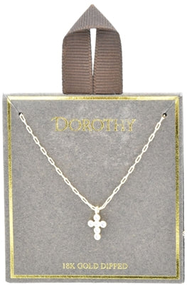 Small Rhinestone Cross Necklace-Podos Boutique, a Women's Fashion Boutique Located in Calera, AL