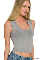 U-neck Cropped Tank w/ Built in Bra-Tank Tops-Podos Boutique, a Women's Fashion Boutique Located in Calera, AL