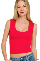 U-neck Cropped Tank w/ Built in Bra-Tank Tops-Podos Boutique, a Women's Fashion Boutique Located in Calera, AL