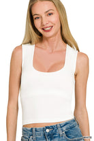 U-neck Cropped Tank w/ Built in Bra-Tank Tops-Podos Boutique, a Women's Fashion Boutique Located in Calera, AL