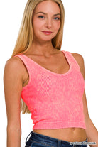 Washed Cropped padded tank-Tank Tops-Podos Boutique, a Women's Fashion Boutique Located in Calera, AL