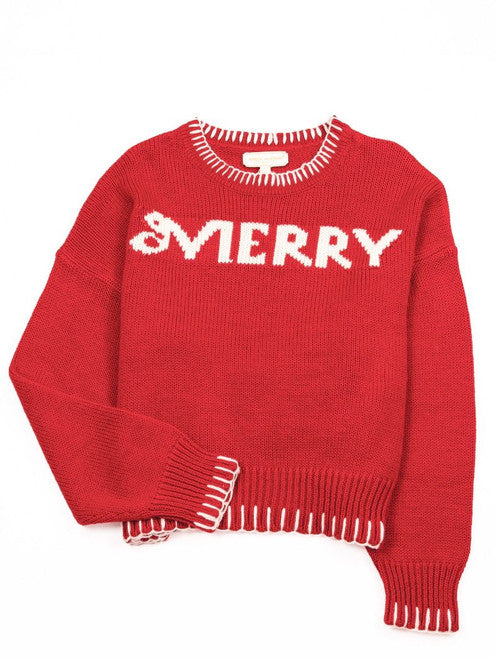 Simply Southern Merry Sweater-Sweaters-Podos Boutique, a Women's Fashion Boutique Located in Calera, AL