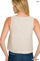 100% Linen Tank-Tank Tops-Podos Boutique, a Women's Fashion Boutique Located in Calera, AL