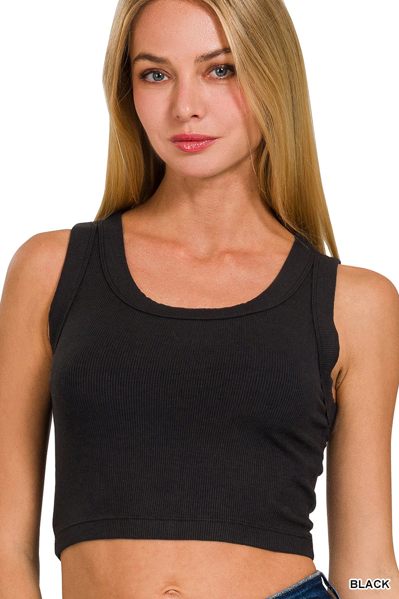 Scoop neck cropped tank-Podos Boutique, a Women's Fashion Boutique Located in Calera, AL