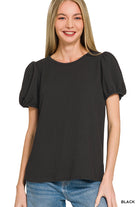 Ribbed Puff Sleeve Top-Fashion Tops-Podos Boutique, a Women's Fashion Boutique Located in Calera, AL