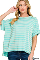 Raised Rib Striped Top-Fashion Tops-Podos Boutique, a Women's Fashion Boutique Located in Calera, AL