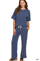 Raised Ribbed Pants Set-Lounge Wear-Podos Boutique, a Women's Fashion Boutique Located in Calera, AL