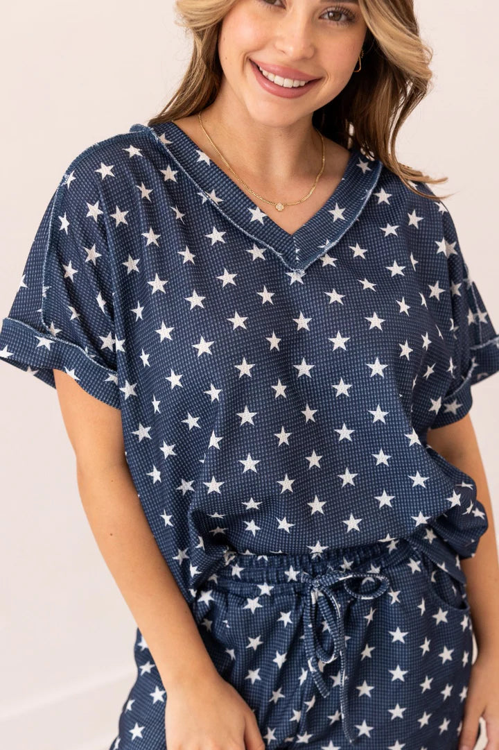 G + E Lucy Stars Top-Fashion Tops-Podos Boutique, a Women's Fashion Boutique Located in Calera, AL