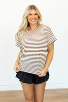 G + E Lucy Stripe Top-Fashion Tops-Podos Boutique, a Women's Fashion Boutique Located in Calera, AL