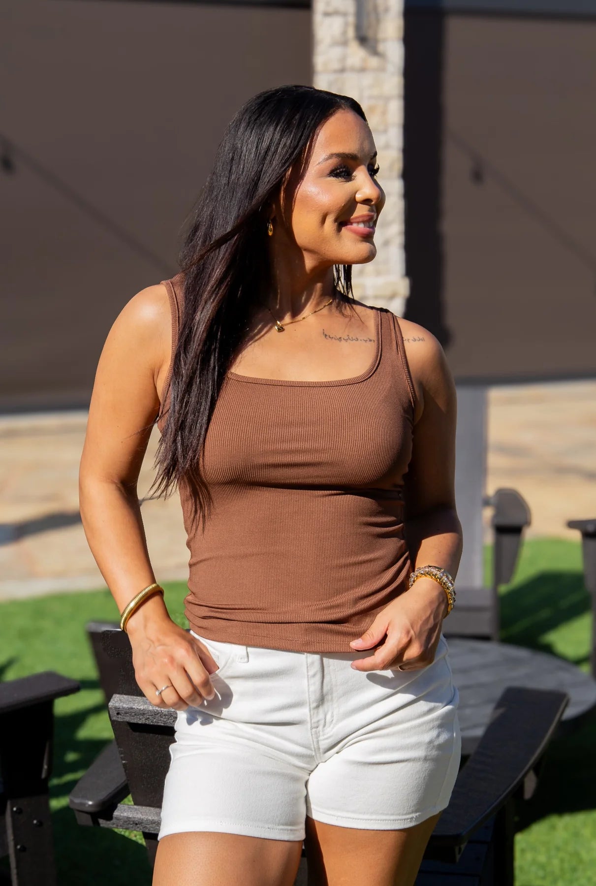 G + E Square Neck Tank-Fashion Tops-Podos Boutique, a Women's Fashion Boutique Located in Calera, AL