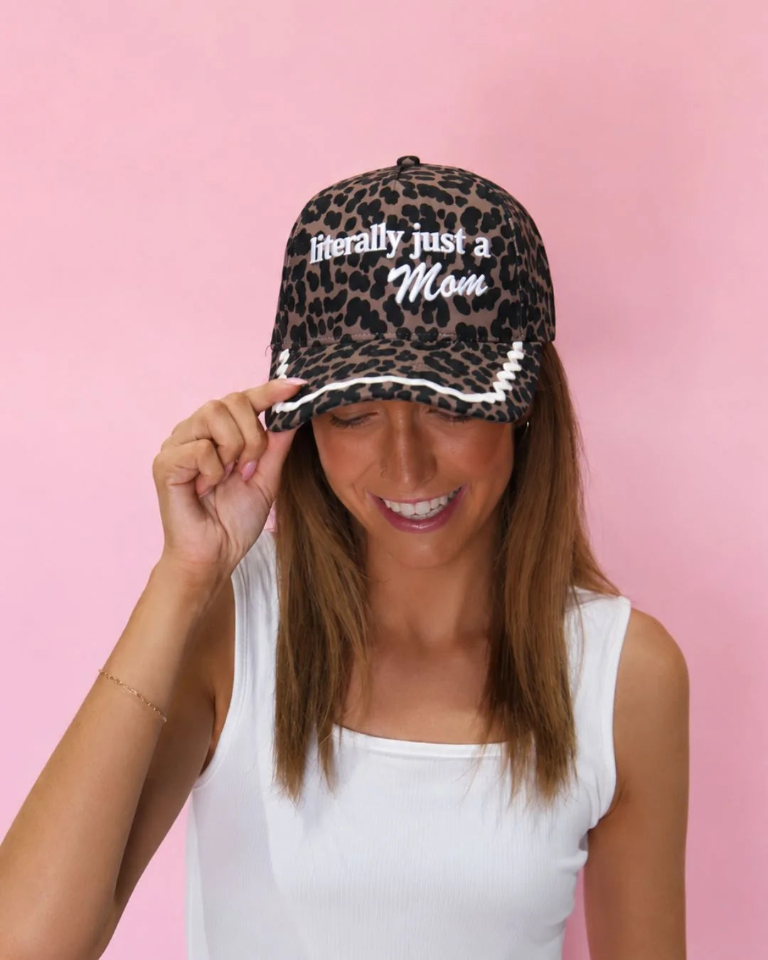 "Literally Just A Mom' Hat-Hats-Podos Boutique, a Women's Fashion Boutique Located in Calera, AL