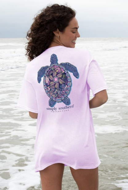 SS Mandala Turtle Tracker Aster T-Shirt-Podos Boutique, a Women's Fashion Boutique Located in Calera, AL