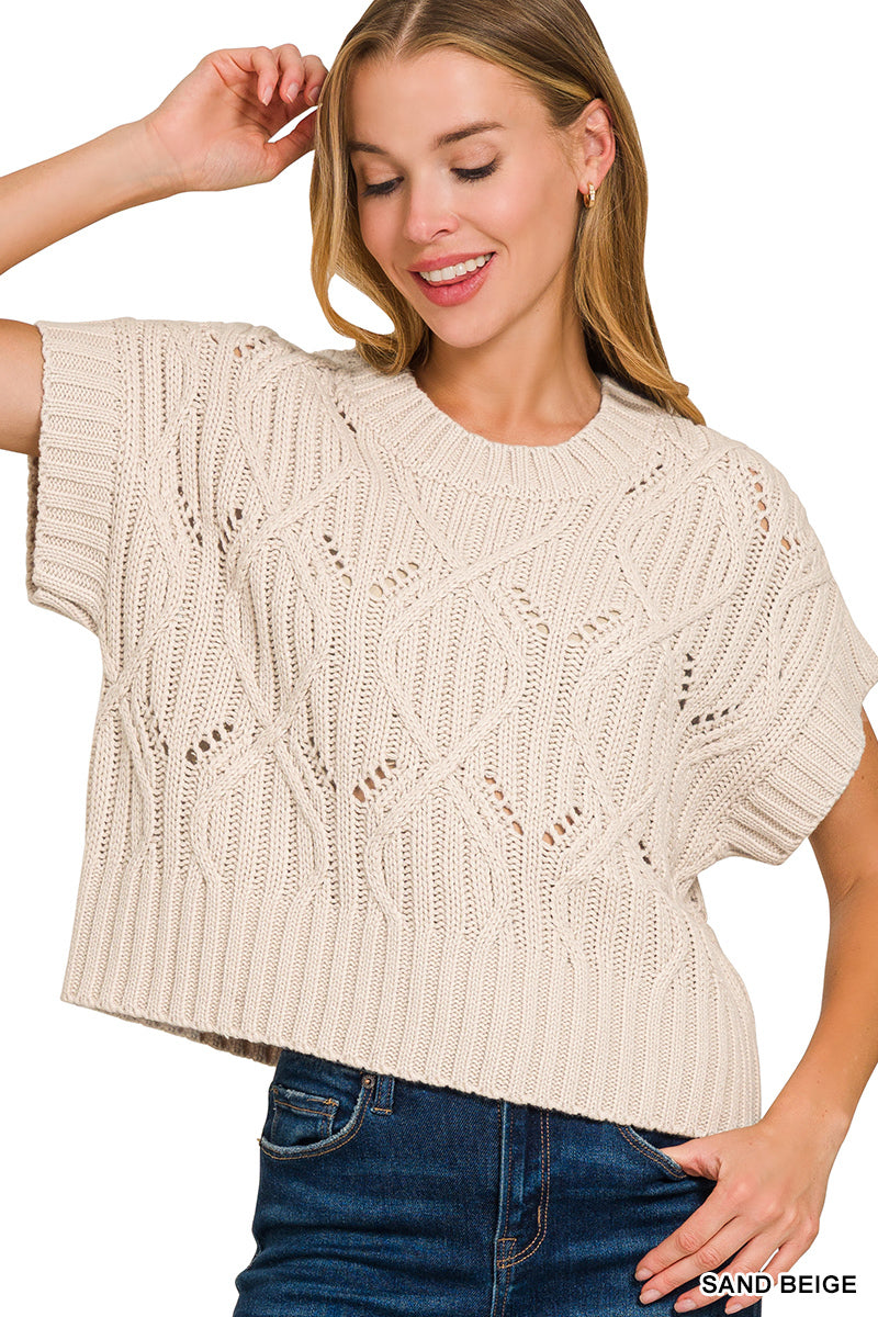 Timeless Knit Sweater-Short Sleeves-Podos Boutique, a Women's Fashion Boutique Located in Calera, AL