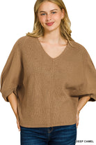 V Neck Dolman Sweater-Sweaters-Podos Boutique, a Women's Fashion Boutique Located in Calera, AL