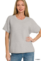 Viscose Short Sleeve Sweater-Fashion Tops-Podos Boutique, a Women's Fashion Boutique Located in Calera, AL