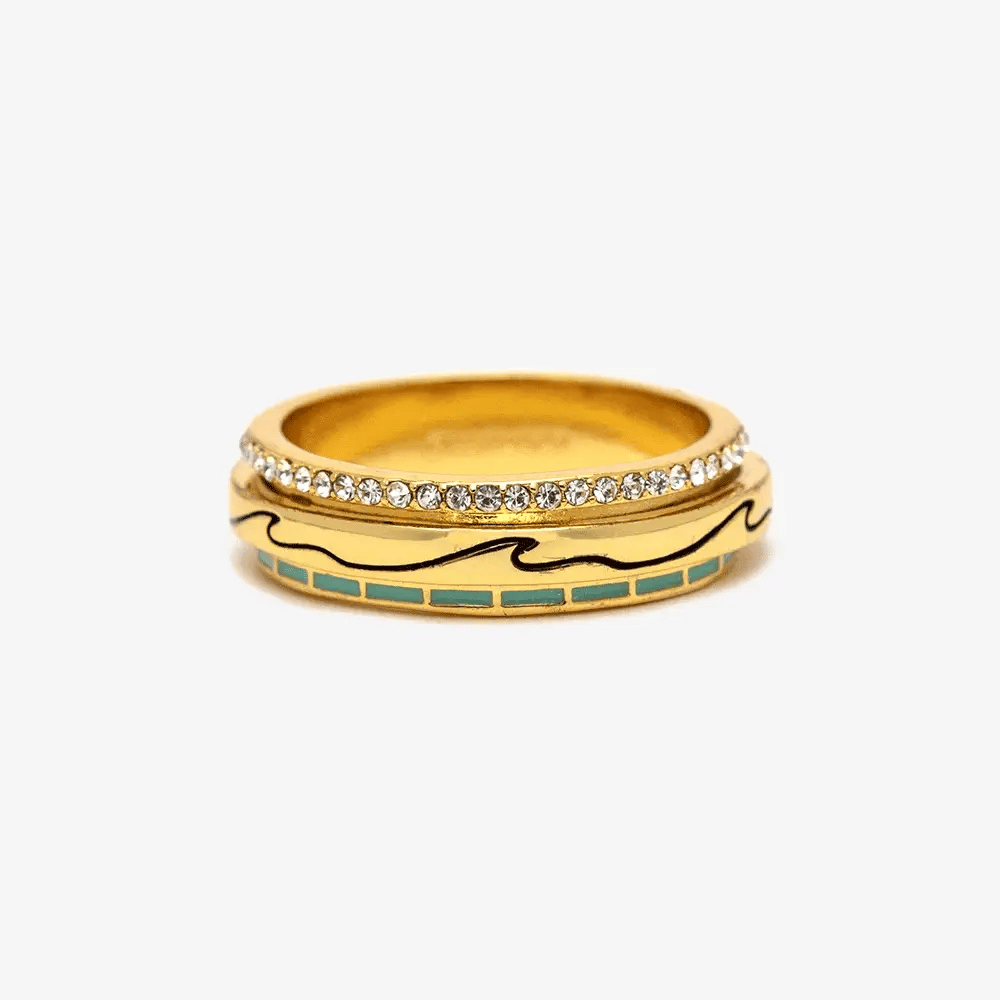 Turquoise Wave Fidget Ring-Jewelry-Podos Boutique, a Women's Fashion Boutique Located in Calera, AL