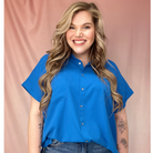 CeCe Button Front Top PLUS-Short Sleeves-Podos Boutique, a Women's Fashion Boutique Located in Calera, AL