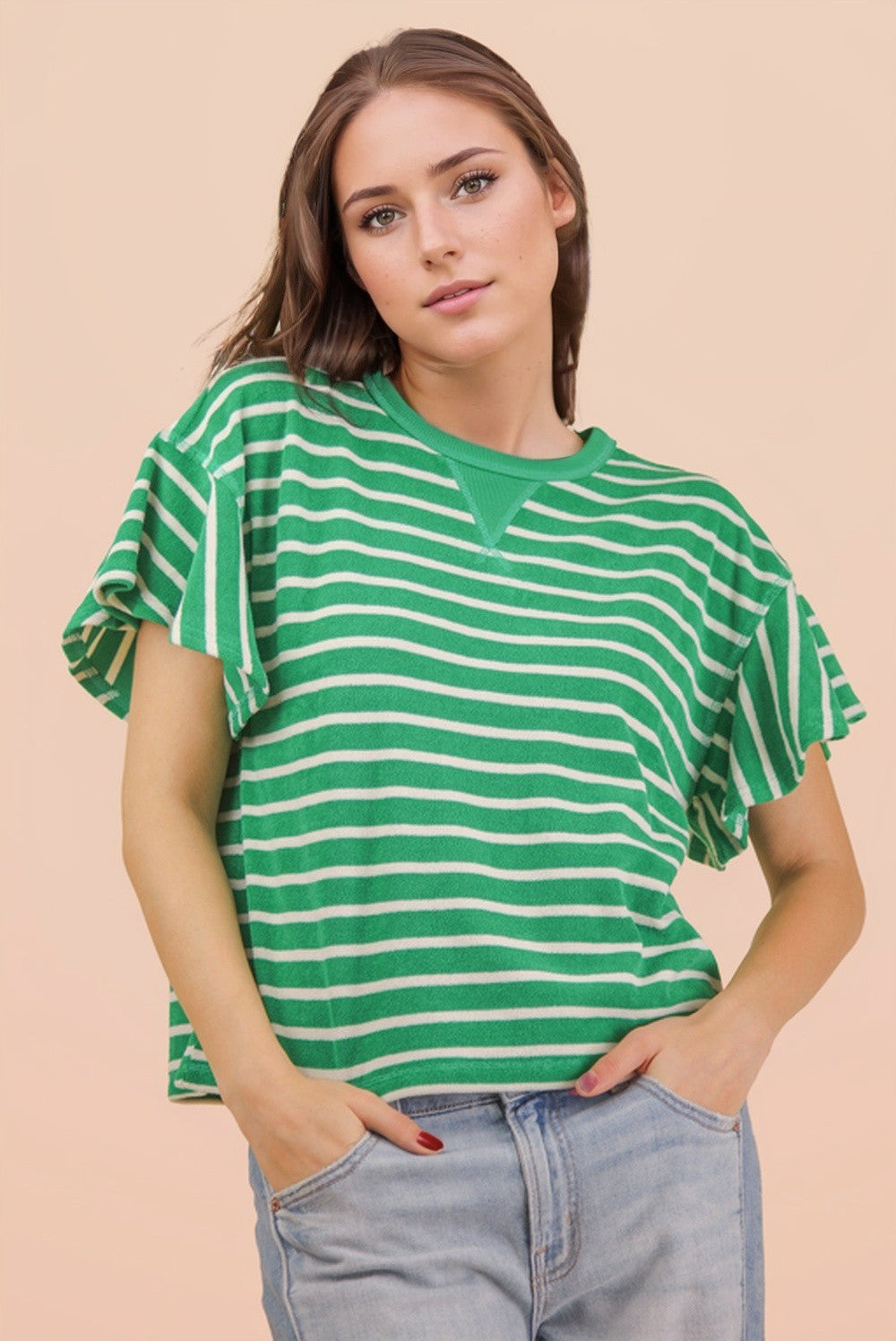 Oversized Ruffle Sleeve Top-Fashion Tops-Podos Boutique, a Women's Fashion Boutique Located in Calera, AL