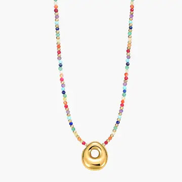 Rainbow Bubble Letter Necklace-Jewelry-Podos Boutique, a Women's Fashion Boutique Located in Calera, AL