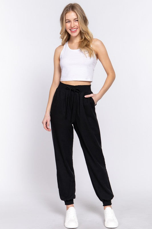 Smocked Waist Jogger Pants-Pants-Podos Boutique, a Women's Fashion Boutique Located in Calera, AL