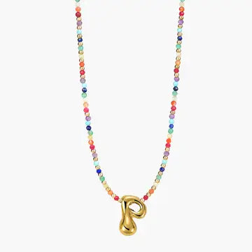 Rainbow Bubble Letter Necklace-Jewelry-Podos Boutique, a Women's Fashion Boutique Located in Calera, AL