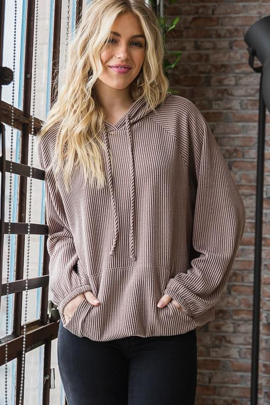 Vintage Rib Top Hoodie-Apparel & Accessories-Podos Boutique, a Women's Fashion Boutique Located in Calera, AL