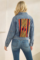 Tiger Patch Denim Jacket-Jackets-Podos Boutique, a Women's Fashion Boutique Located in Calera, AL