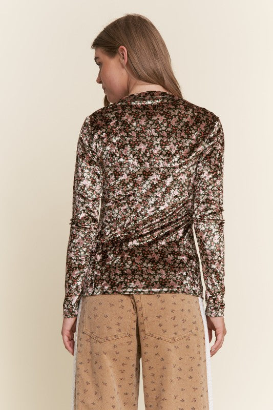 Floral Print Long Sleeve Top-Fashion Tops-Podos Boutique, a Women's Fashion Boutique Located in Calera, AL
