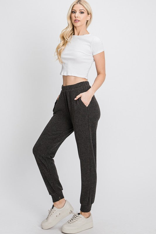 Ribbed Jogger Pants w/ Pockets-Boutique Items. - Boutique Apparel - Ladies - All About the Basics - Lounge Wear-Podos Boutique, a Women's Fashion Boutique Located in Calera, AL