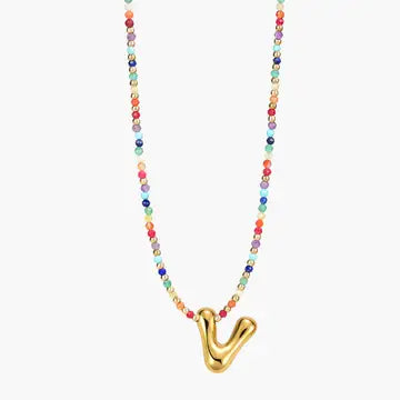 Rainbow Bubble Letter Necklace-Jewelry-Podos Boutique, a Women's Fashion Boutique Located in Calera, AL