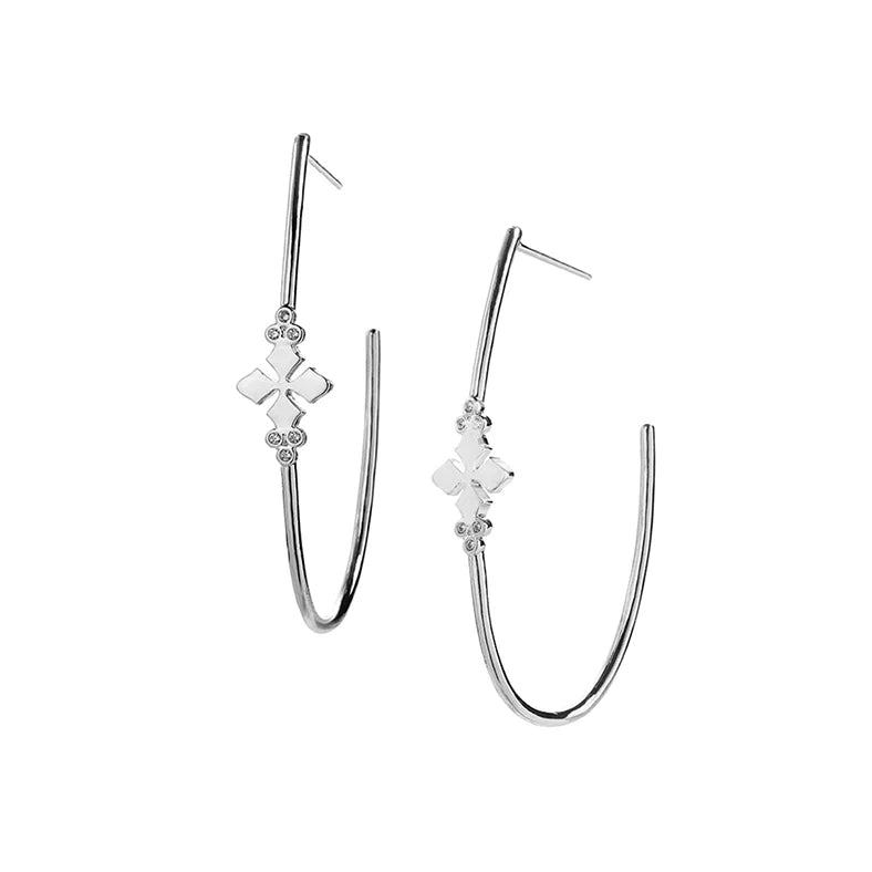 Believer Cross Hoop Earrings-Earrings-Podos Boutique, a Women's Fashion Boutique Located in Calera, AL