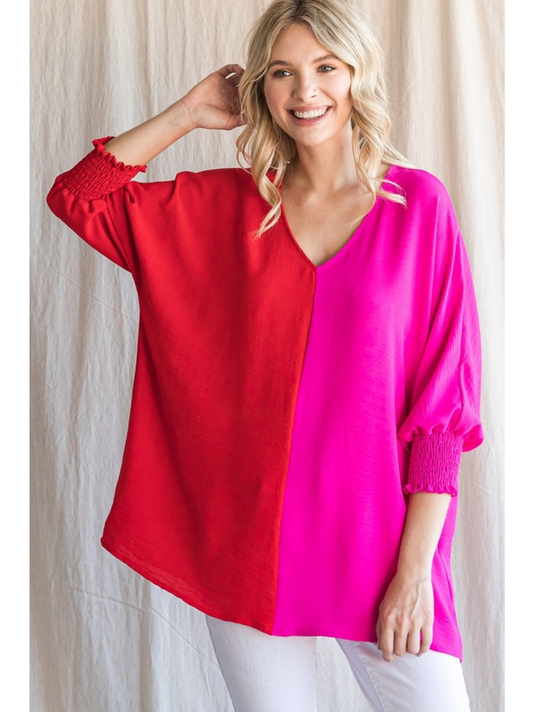 V-neck dolman ¾ sleeves-Short Sleeves-Podos Boutique, a Women's Fashion Boutique Located in Calera, AL