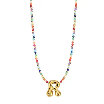 Rainbow Bubble Letter Necklace-Jewelry-Podos Boutique, a Women's Fashion Boutique Located in Calera, AL