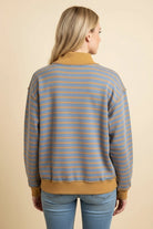 Ditsy Striped Mock Neck-Pullover-Podos Boutique, a Women's Fashion Boutique Located in Calera, AL
