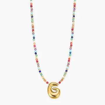 Rainbow Bubble Letter Necklace-Jewelry-Podos Boutique, a Women's Fashion Boutique Located in Calera, AL