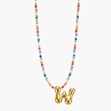 Rainbow Bubble Letter Necklace-Jewelry-Podos Boutique, a Women's Fashion Boutique Located in Calera, AL