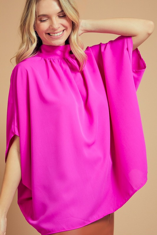 Batwing Top w/ Standing Collar-Boutique Items. - Boutique Apparel - Ladies - Top It Off - Fashion Tops-Podos Boutique, a Women's Fashion Boutique Located in Calera, AL