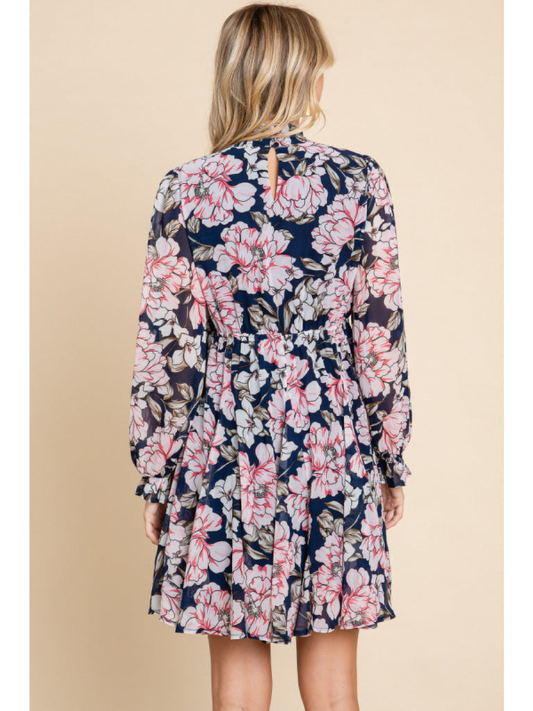 Floral dress w/ smocked neck-Boutique Items. - Boutique Apparel - Ladies - Dress It Up-Podos Boutique, a Women's Fashion Boutique Located in Calera, AL