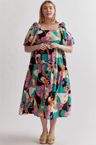 Maui Floral Midi Dress PLUS-Midi Dresses-Podos Boutique, a Women's Fashion Boutique Located in Calera, AL